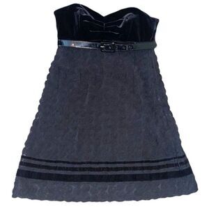 Betsey Johnson Vintage 90’s Velvet Rosette Strapless Sweetheart Mini Dress